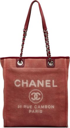 Chanel Pre-owned Womens Deauville Tote Chain Strap - Brown Textile - One Size