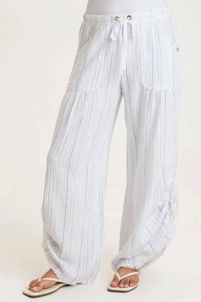 Xcvi Muriel Stripe Gauze Wide-Leg Pant In White