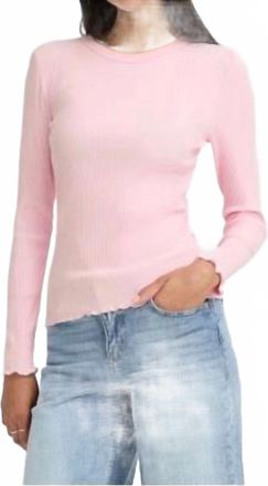 b.young Sinne Long Sleeve Ribbed Tee In Light Pink