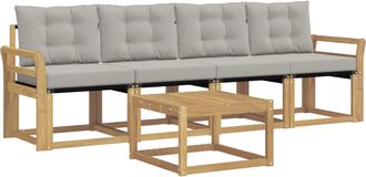 vidaXL Conjunto De Sof&aacute;s De Exterior 5 Uds. Blanco Y Gris Claro Vidaxl