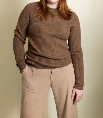 Hannes Roether Crewneck Waffle Sweater In Brown
