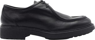 Exton Zwarte Leren Casual Schoenen Ronde Neus - Heren - Veterschoenen - Zwart - 42 EU - Leer - Schoenen