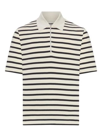 Jil Sander striped zip polo shirt - men - Fabric - S - Neutrals