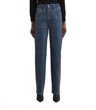 Paige Embellished Stevie High Rise Straight Jeans In Millennium Striped