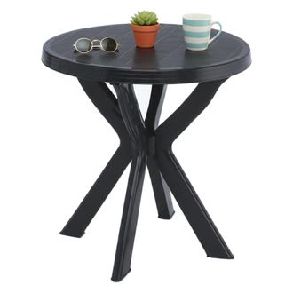 Dmora Mesa De Exterior Lorwood, 2 Plazas, M&aacute;x. 70 Cm Hecha En Italia, Acabado Suave, 70x70x72h Cm Negro Antracita