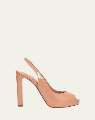 Christian Louboutin 120mm Lady Fanny Patent Leather Peep-Toe Pumps