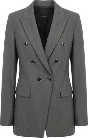 Pinko Tailored Double-Breasted Blazer With Sharp Lapels And Prominent Buttons