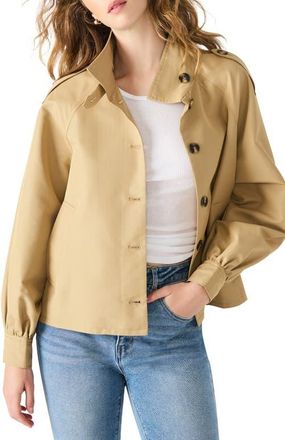 Steve Madden Kaylee Cotton Blend Crop Trench Coat in Khaki at Nordstrom, Size Xx-Large