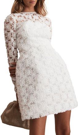 Mint Velvet Lace Hourglass Mini Dress in Ivory at Nordstrom, Size 14