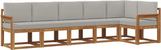 vidaXL Conjunto De Sof&aacute;s De Exterior 6 Uds. Natural Y Gris Claro Vidaxl