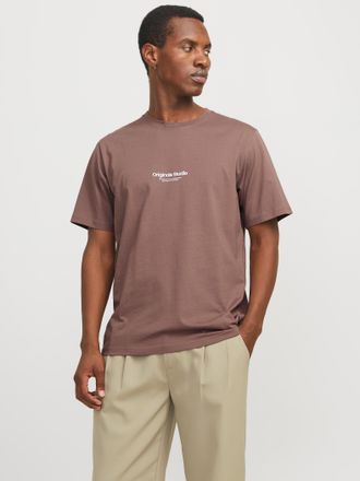 Jack & Jones Rundhalsshirt JACK & JONES JORVESTERBRO TEE SS CREW NECK NOOS, Herren, Gr. XS, grau (deep taupe), Jersey, Obermaterial: 100% Baumwolle, bedruckt, rela