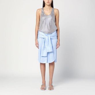 Giuseppe Di Morabito Womens Shirt Dress In Light Blue With Rhinestones Cotton - Size EU 38 (Womens)