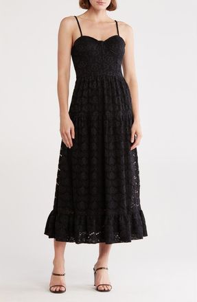 NSR Lace Bustier Midi Dress in Black at Nordstrom Rack, Size X-Large