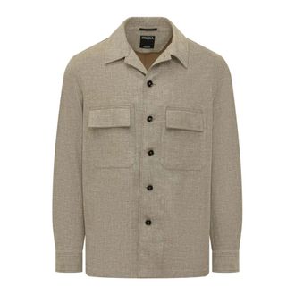 Ermenegildo Zegna Casual Shirts, male, Beige, Size: XL Linen and Silk Overshirt