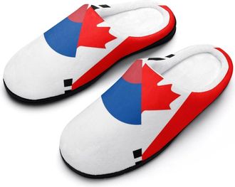 Generic Canada And South Korea Flag Cotton Slippers for Women Indoor Outdoor Slipper Slip-On Memory Foam Home Shoes