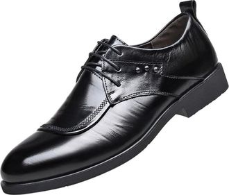 Generic Mens Full Grain Leather Dress Shoes Classic Lace Up Oxfords Business Formal Office Shoes British Style Versatile Work Shoes for Men(8.5) Black
