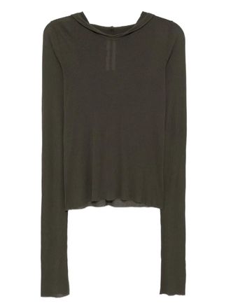 Rick Owens ribbed hoodie - women - Silk/Viscose - 44 - Green