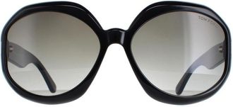 Tom Ford Round Womens Shiny Black Smoke Gradient Georgia 02 FT1011 - One Size