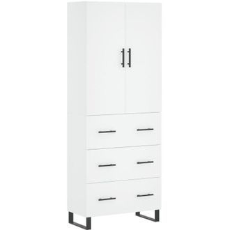 vidaXL Aparador Alto Madera Contrachapada Blanco 69,5x34x180 Cm Vidaxl