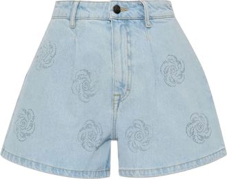 Rotate Shorts denim con ricamo - Blu