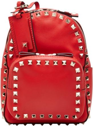 Valentino Red Color Leather Backpack (Pre-Owned)