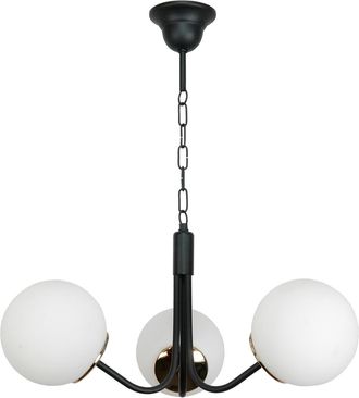 OEM L&aacute;mpara De Techo Colgante Negra Con Pantalla De Cristal Blanco 15-292 Sofia