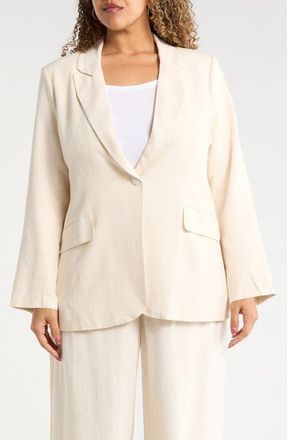 Sugarlips Candida Fitted Notch Lapel Blazer in Natural at Nordstrom, Size 3 X