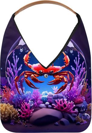 Generic Crab Crystal Ball Reusable Lightweight Grocery Bags - Foldable Into Compact Pouch, Washable & Sturdy, Multipurpose for Shopping and Travel