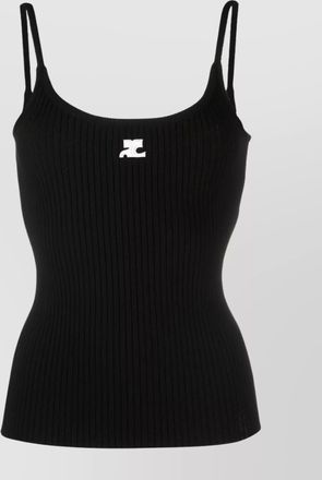 Courr&egrave;ges ribbed knit slim-fit tank top