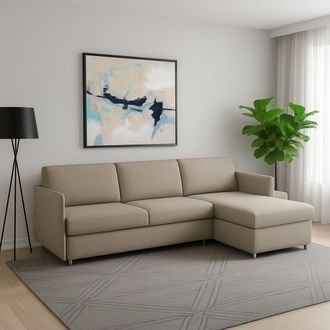 Dmora Divano Fisso Con Penisola Posina, Sfoderabile, Reversibile Made In Italy, Idrorepellente Multiposizione, 260x160 Cm Grigio Tortora