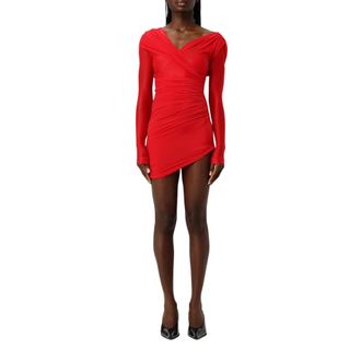 Balenciaga Red Ruched Mini Dress