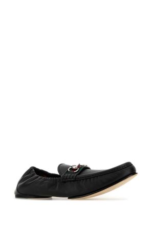 Gucci Mens Black Leather Horsebit 1953 Loafers Blackvrv Lamb Mocassini