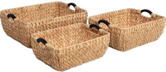 Happimess Astor Handwoven Water Hyacinth Nesting Storage Baskets with Wood Handles in Natural at Nordstrom