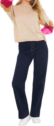 Brodie Balloon Sleeve Star Back Crew Sweater In Natural