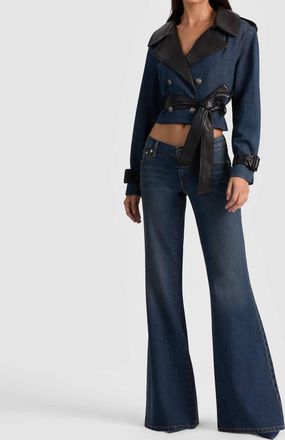 Alice & Olivia Keith Cropped Denim Trench Coat In Clementine Tint