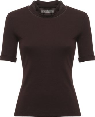 PANICALE Brown Crewneck Cotton-Silk T-Shirt