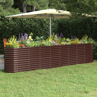 vidaXL Vidaxl - Jardinera Arriate Acero Galvanizado Marr&oacute;n 332x40x68 Cm
