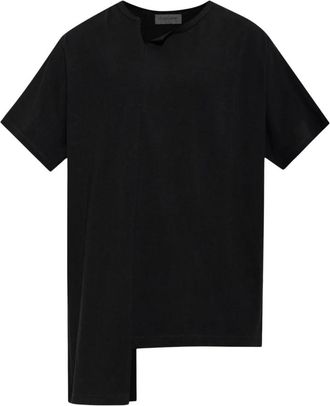 Yohji Yamamoto Asymmetrisch T-shirt - Heren - T-shirts - Zwart - L - Katoen - Tops