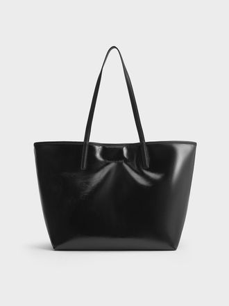 Charles & Keith Sianna Crinkle-Effect Reversible Tote Bag