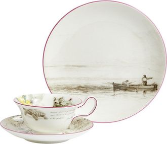 Wedgwood 3Pc Darwin Voyage Of The Beagle Galapagos Islands Teacup, Saucer, & Plate Set
