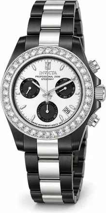 Invicta Jason Taylor 51328 Herenhorloge - Quartz Uurwerk - Roestvrij Staal met Zilveren Wijzerplaat - 42 mm - Met 36 Diamanten