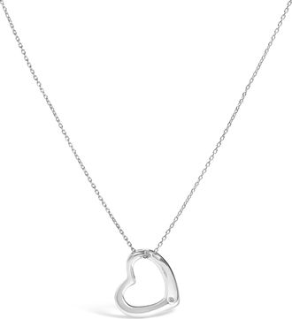House of Brilliance Sterling Silver Bezel Set Diamond Accent Heart Pendant Necklace