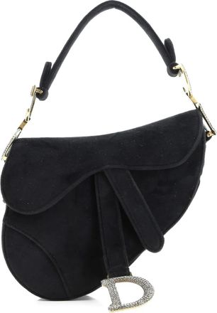 Dior Saddle Handbag Velvet with Crystals Mini shoulder bag - Zwart
