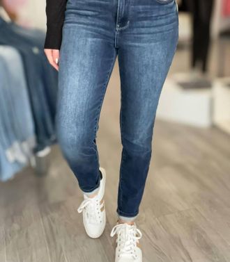 Judy Blue Melody Mid Rise Thermal Skinny In Dark Wash