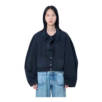 Maison Margiela Denim Jackets, female, Black, Size: S Oversized Denim Jacket