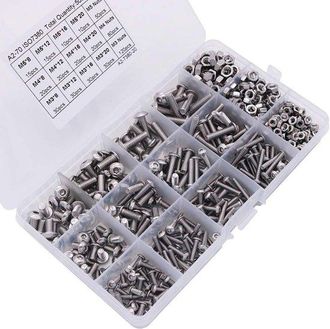 OEM Caja Con 500 Piezas De Tornillos Y Tuercas De M&aacute;quina De Acero Inoxidable 304 M3, M4 Y M5, Juego Con Tornillos De Cabeza Redonda