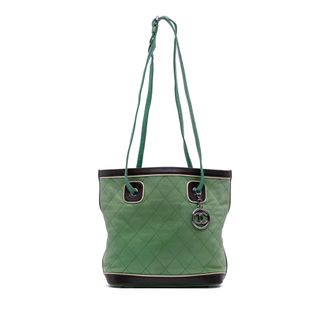 Chanel Pre-owned Womens Quilted Leather Tote Bag - Dark Green - One Size