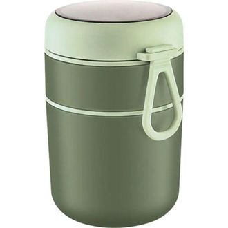 OEM Recipiente Isot&eacute;rmico De Acero Inoxidable Verde De 710 Ml Con Cuchara Y Asa Para Comidas Para Llevar Y Loncheras - Crezuo