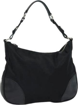 Prada Pre-owned Shoulder Bags, female, Black, Size: ONE SIZE Pre-owned Nylon Shoulder Bag