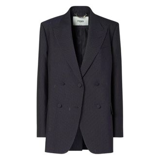 Fendi Double-Breasted Blazer - female - Fendi - Blazers - Blue - XS - Jackets